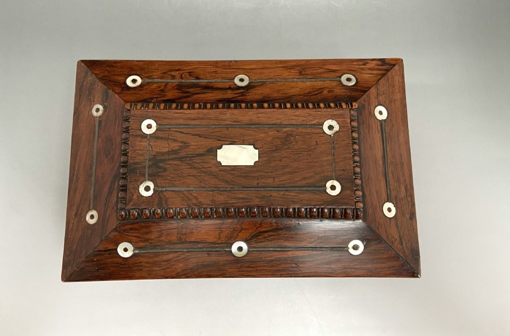  A lovely William IV Rosewood & mother-of-pearl inlaid box View IX