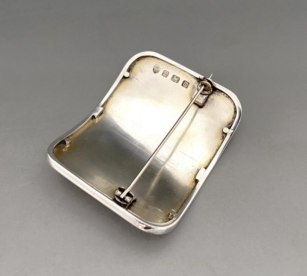 A gorgeous silver & guilloche enamel buckle brooch  View IV