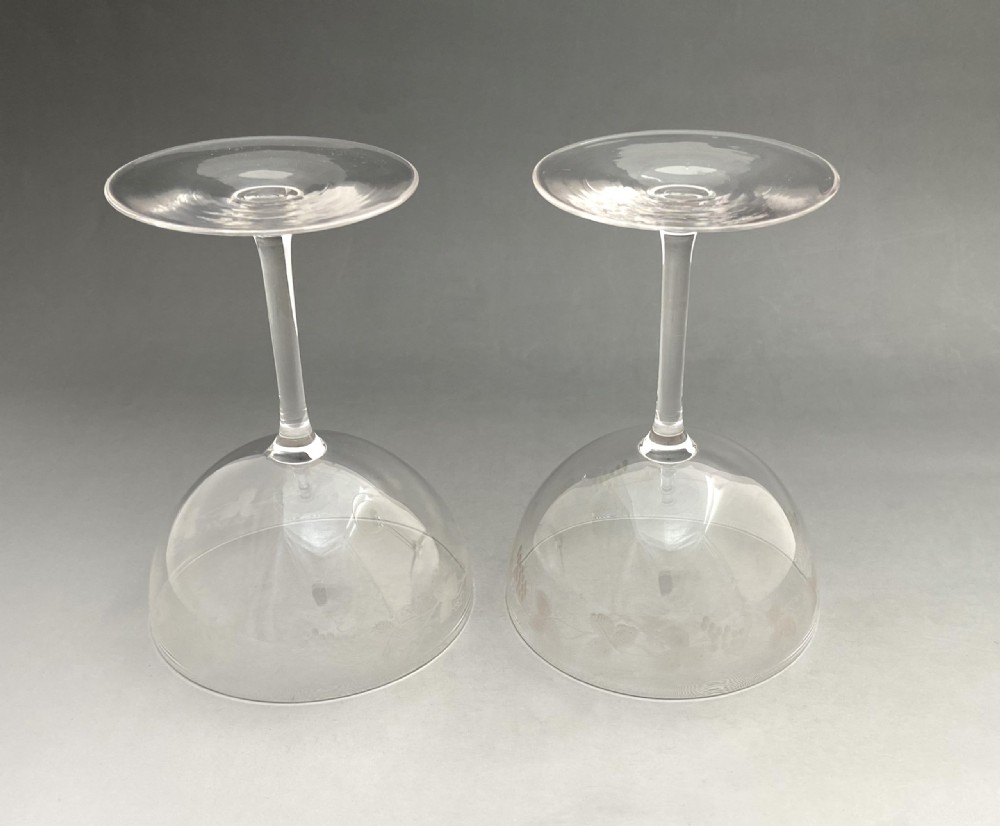 A lovely pair of Victorian etched champagne bowls View V