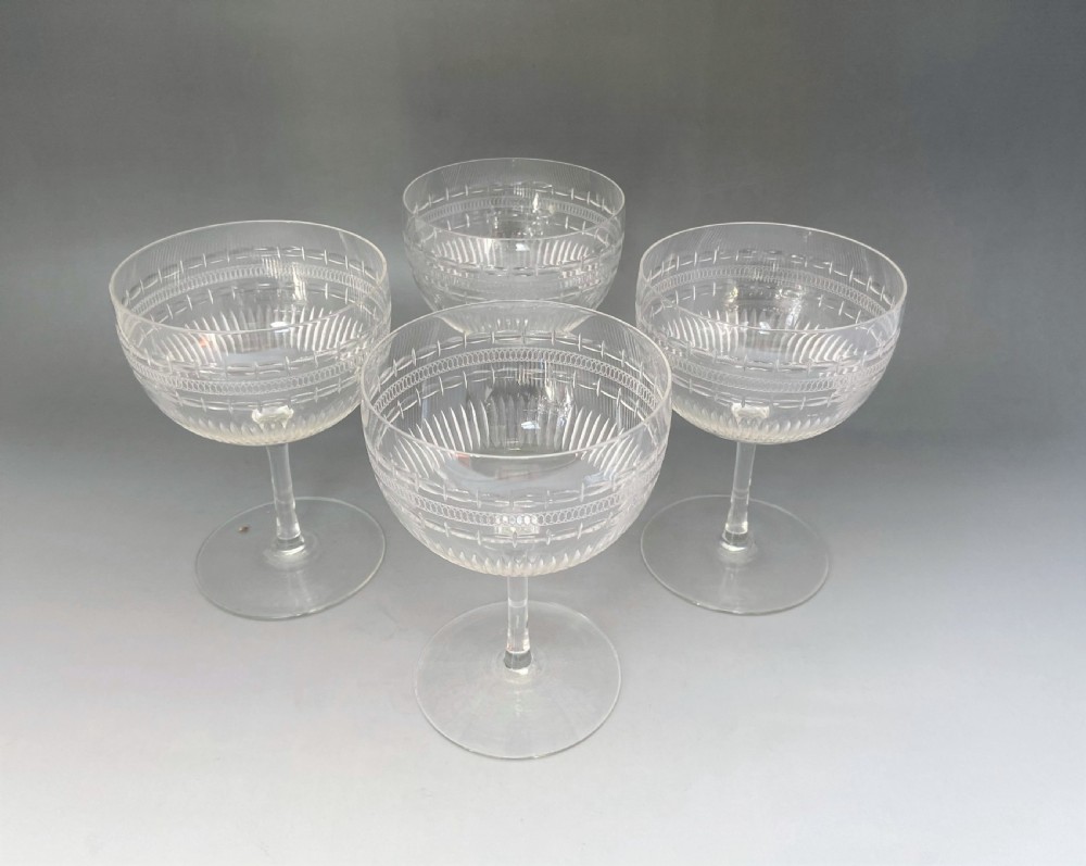 A lovely set of 4 Victorian cut glass Champagne bowls