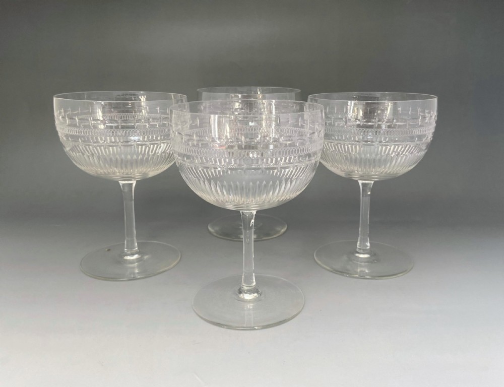 A lovely set of 4 Victorian cut glass Champagne bowls View II