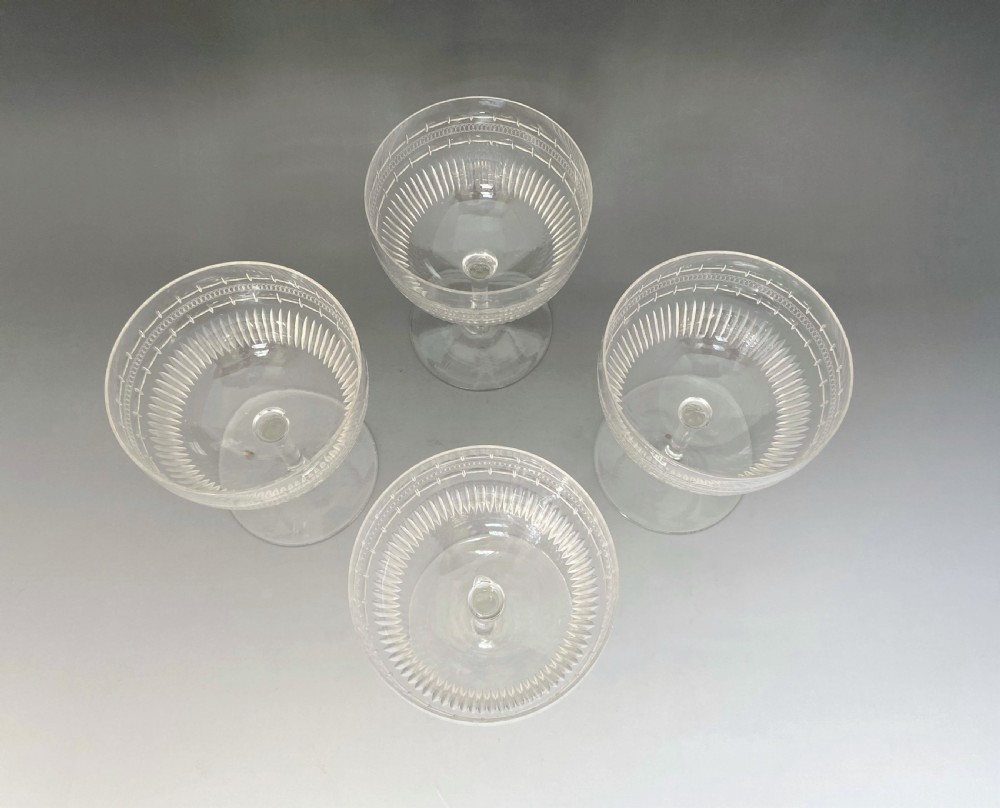 A lovely set of 4 Victorian cut glass Champagne bowls View III