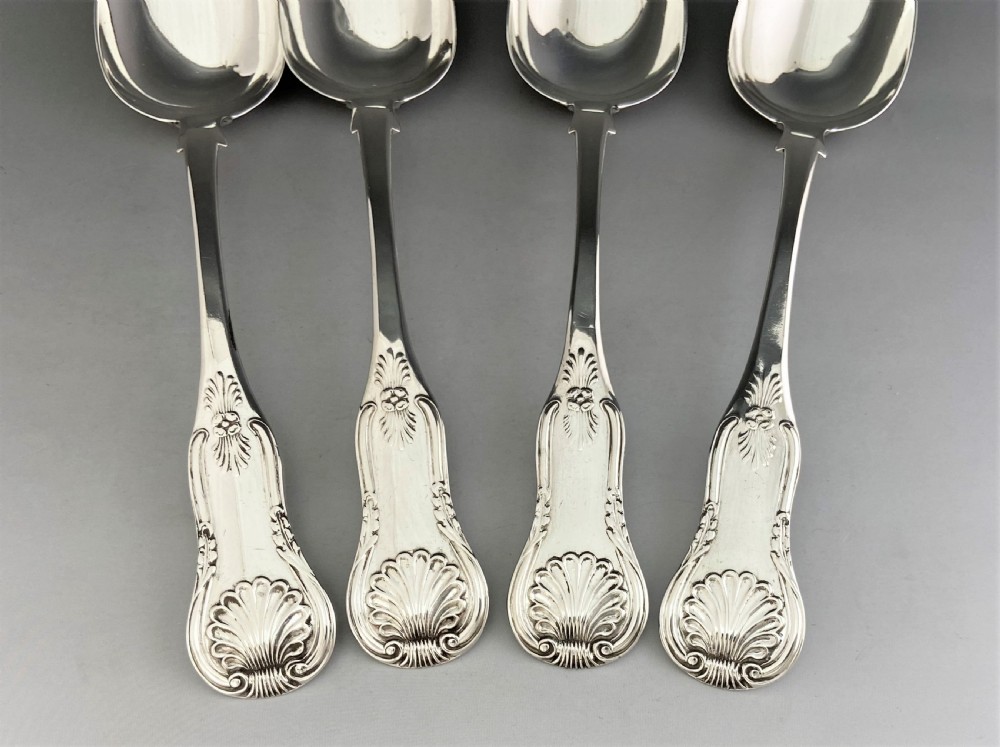 A fabulous Scottish set of 4 Kings pattern silver table spoons View II