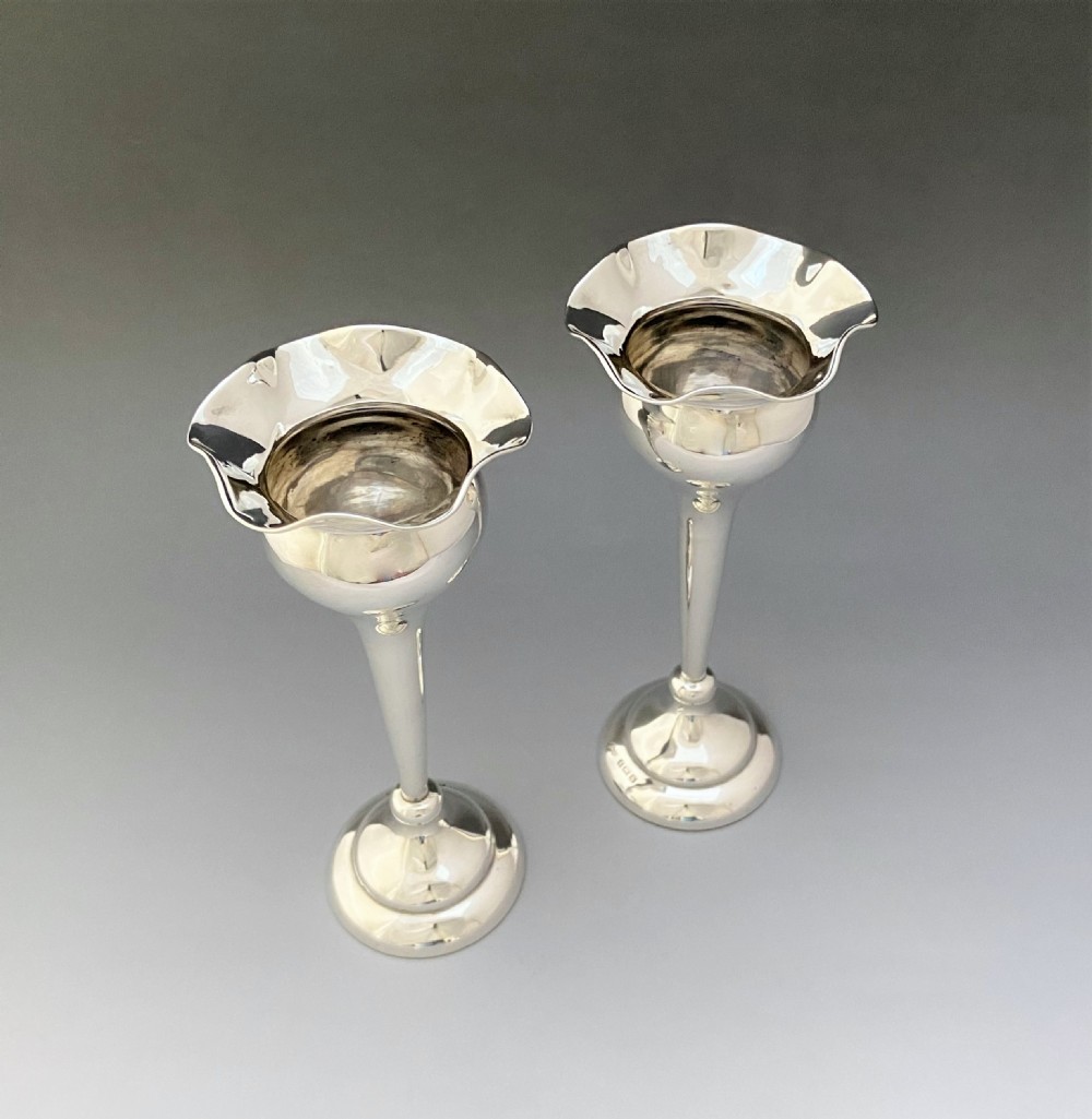 A Fine Pair Of George V Silver Stem Vases View II