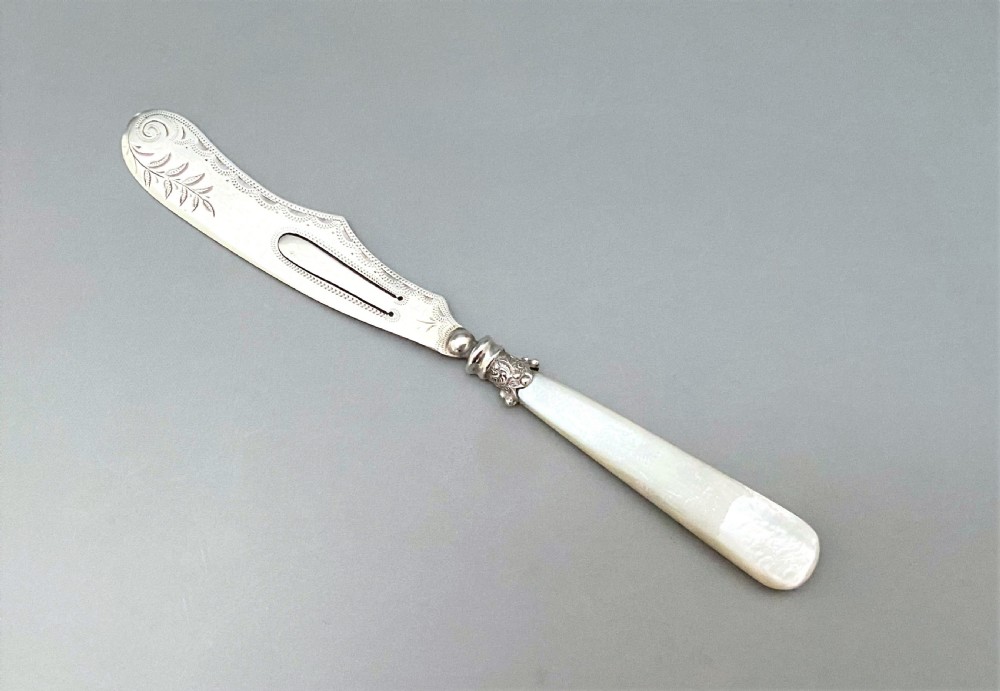 A rare novelty Victorian silver 'butter knife' bookmark