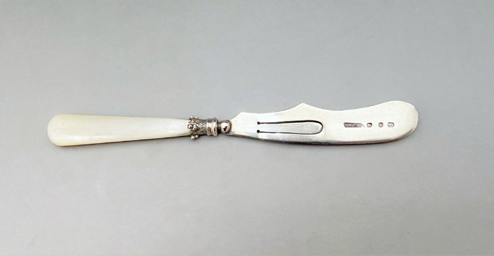 A rare novelty Victorian silver 'butter knife' bookmark View II