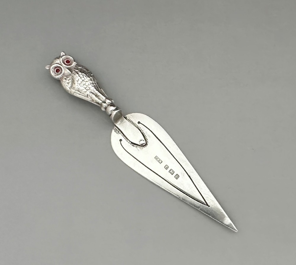 A desirable Edwardian Silver Owl bookmark