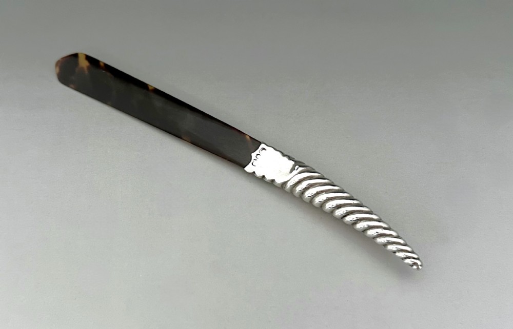 A Charming Victorian Silver & tortoiseshell Letter Opener