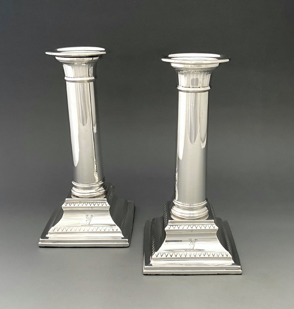 An extremely rare pair of 18th Century Sheffield silver candlesticks