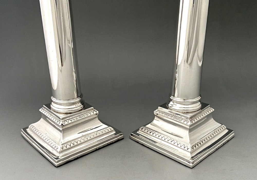 An extremely rare pair of 18th Century Sheffield silver candlesticks View V
