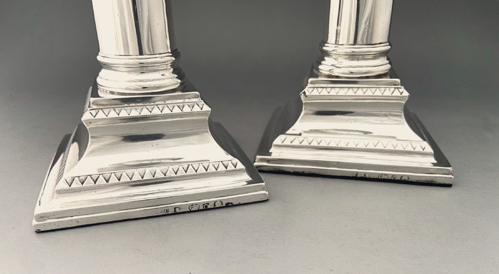 An extremely rare pair of 18th Century Sheffield silver candlesticks View VIII