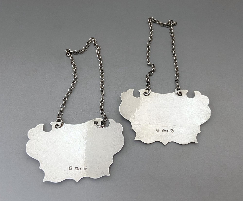 An attractive pair of Scottish silver decanter labels View IV