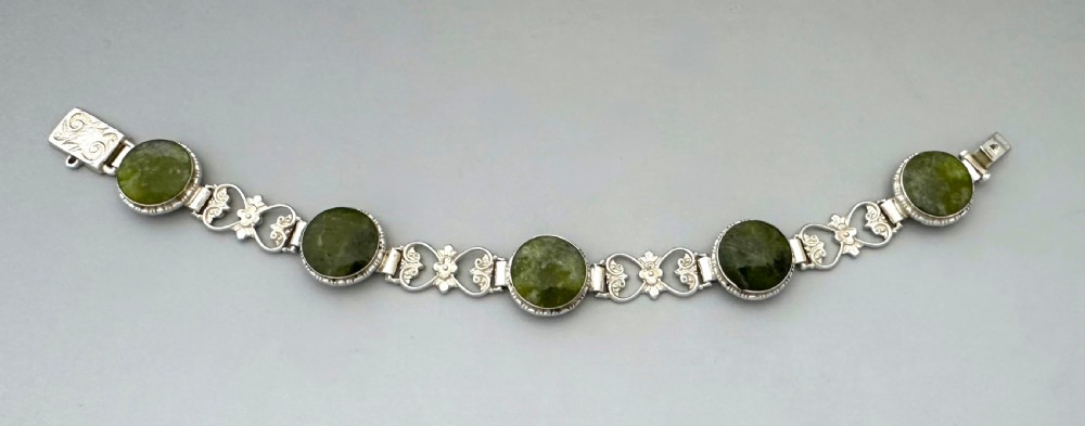 An attractive Irish silver & Connemara marble bracelet