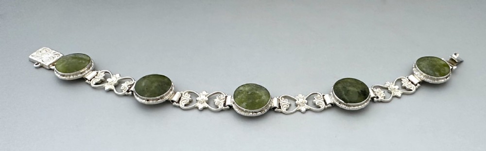 An attractive Irish silver & Connemara marble bracelet View II
