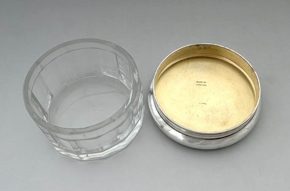 A lovely silver & guilloche enamel dressing table jar or trinket pot View III