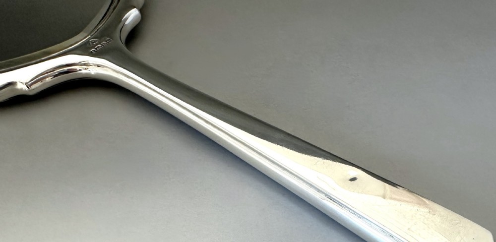 A Gorgeous Art Deco Silver & Guilloche Enamel Hand Mirror View VIII