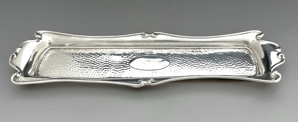 A charming Art Nouveau Edwardian silver pen tray View II