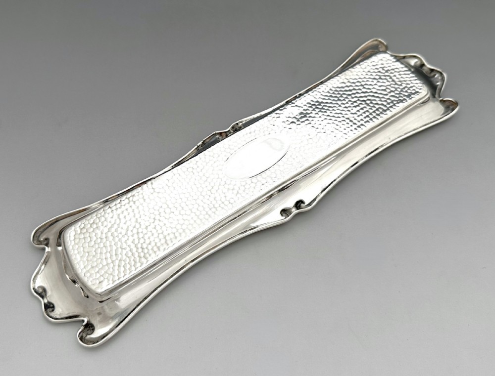 A charming Art Nouveau Edwardian silver pen tray View IV