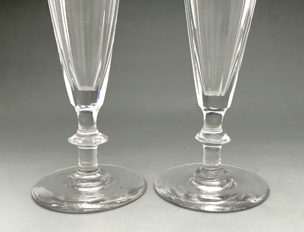 A pair of early Victorian cut glass champagne flutes View VI