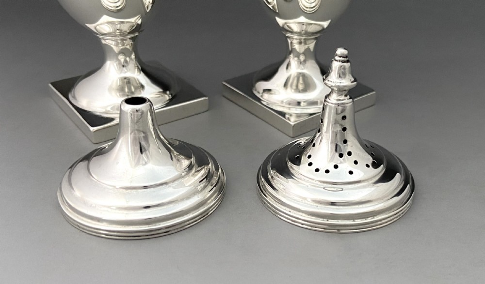 A quality pair of silver salt & pepper casters View VI