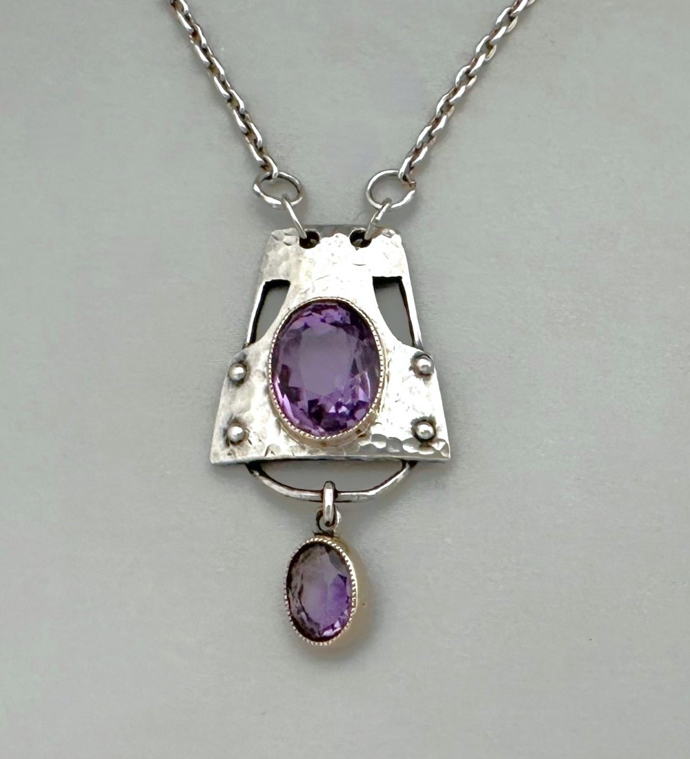 A fabulous Murrle Bennett silver & amethyst necklace pendant