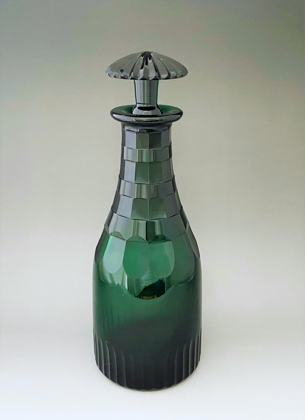 A superb Bristol Green mid Victorian cut glass decanter