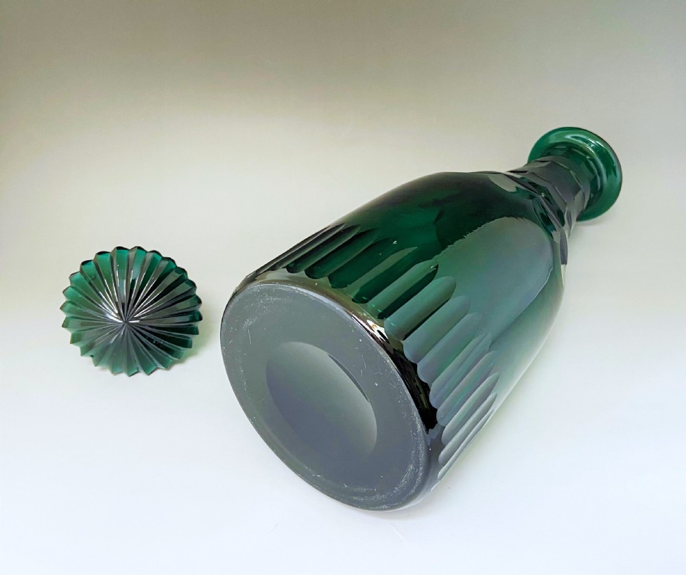 A superb Bristol Green mid Victorian cut glass decanter View V