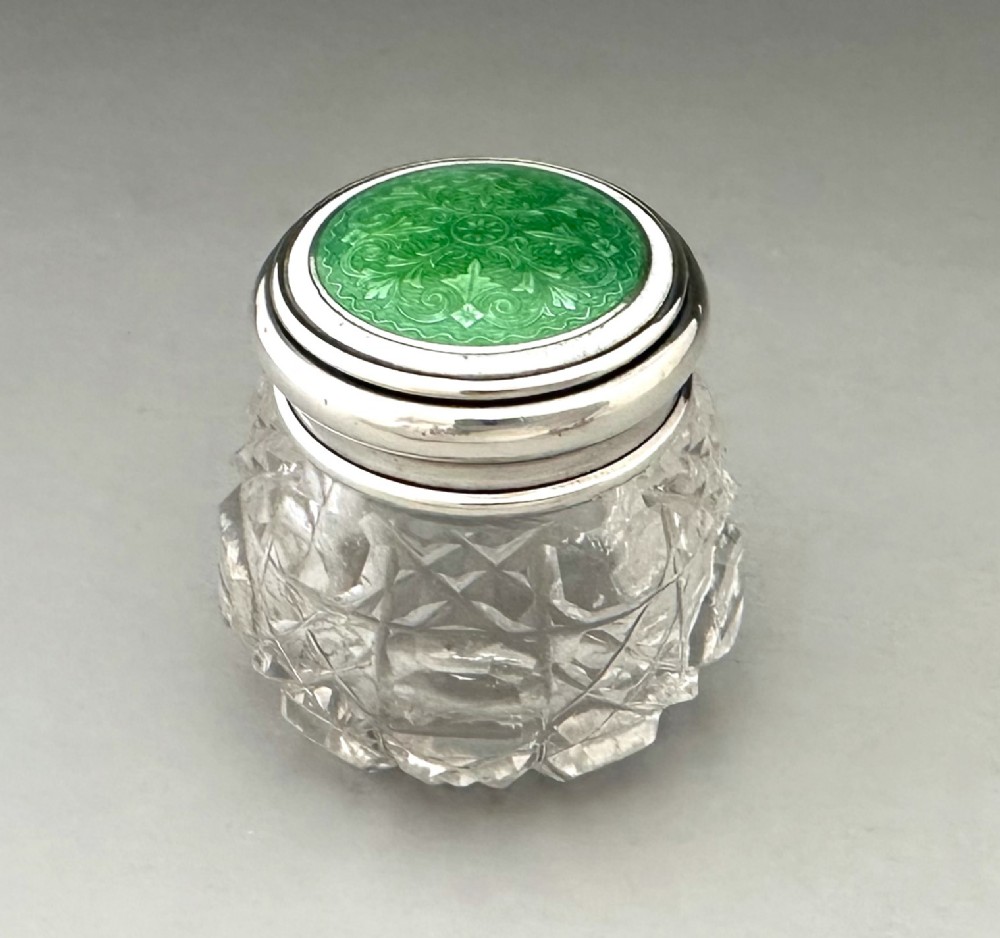 A wonderful bi-colour enamel & silver small trinket pot