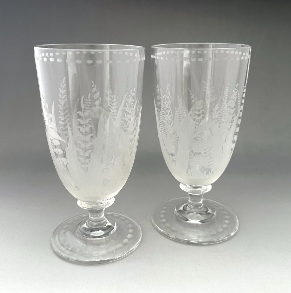 A useful pair of Victorian Fern etched glasses