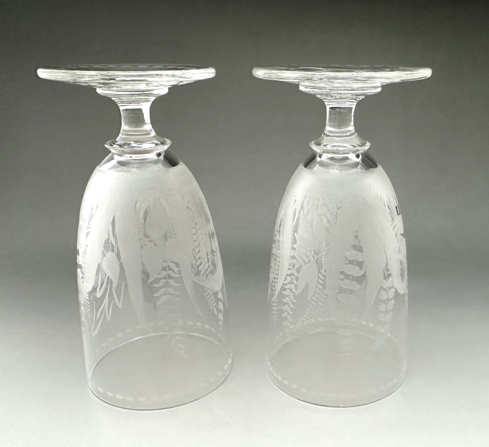 A useful pair of Victorian Fern etched glasses View II