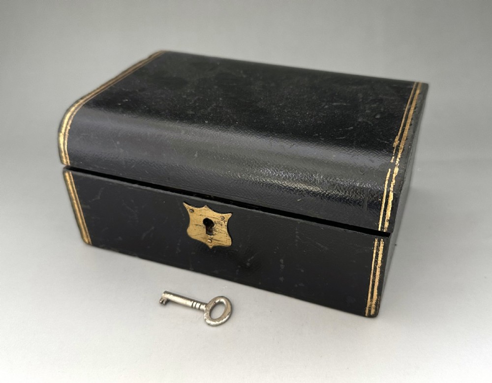 A useful black Leather Victorian Jewellery Box