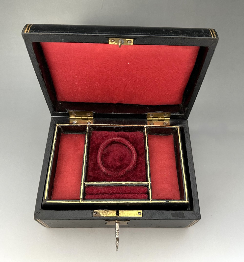 A useful black Leather Victorian Jewellery Box View IV