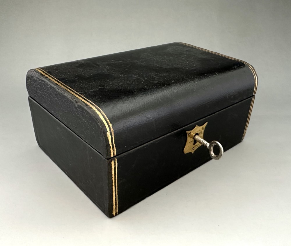 A useful black Leather Victorian Jewellery Box View VI