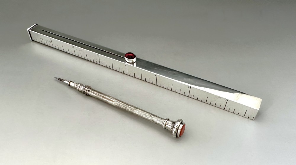 An extremely rare silver ruler with Wax seal & Pencil View VI