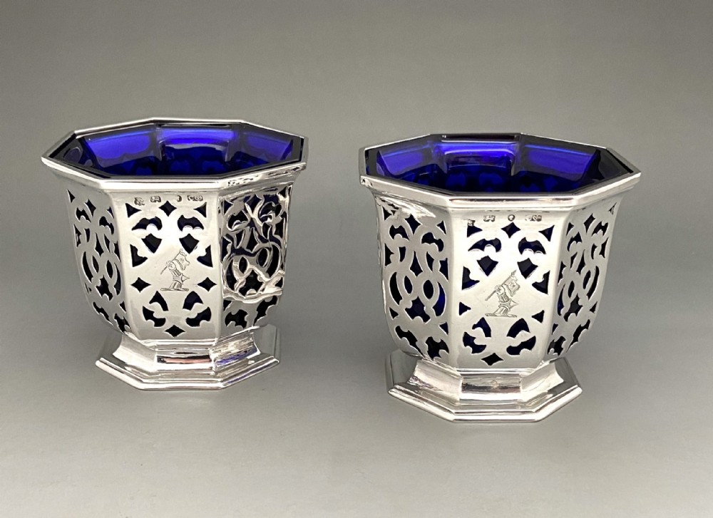 A superb pair of Early Victorian pierced silver condiment/cream pails