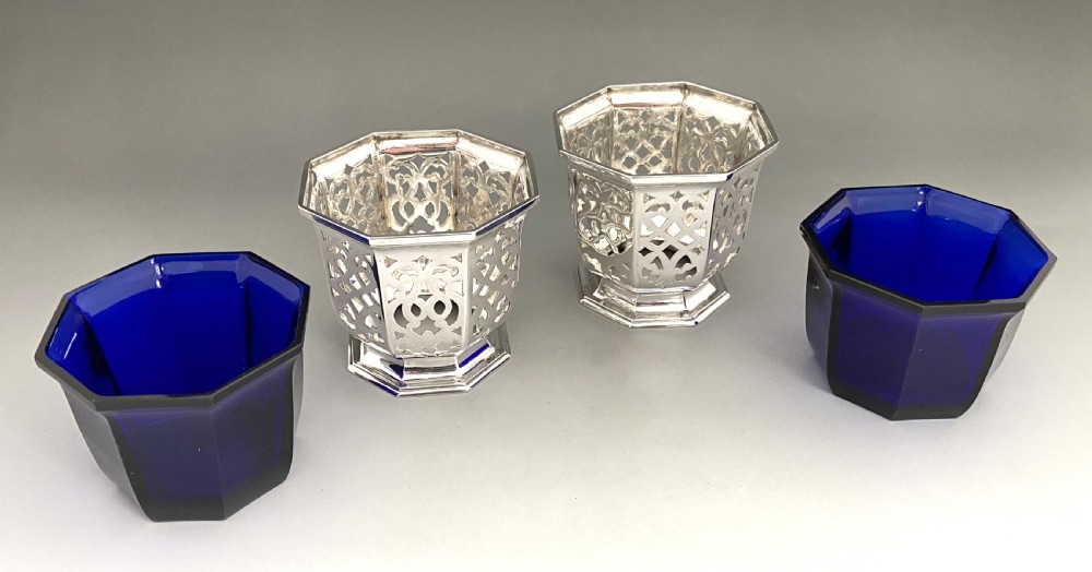 A superb pair of Early Victorian pierced silver condiment/cream pails View IV
