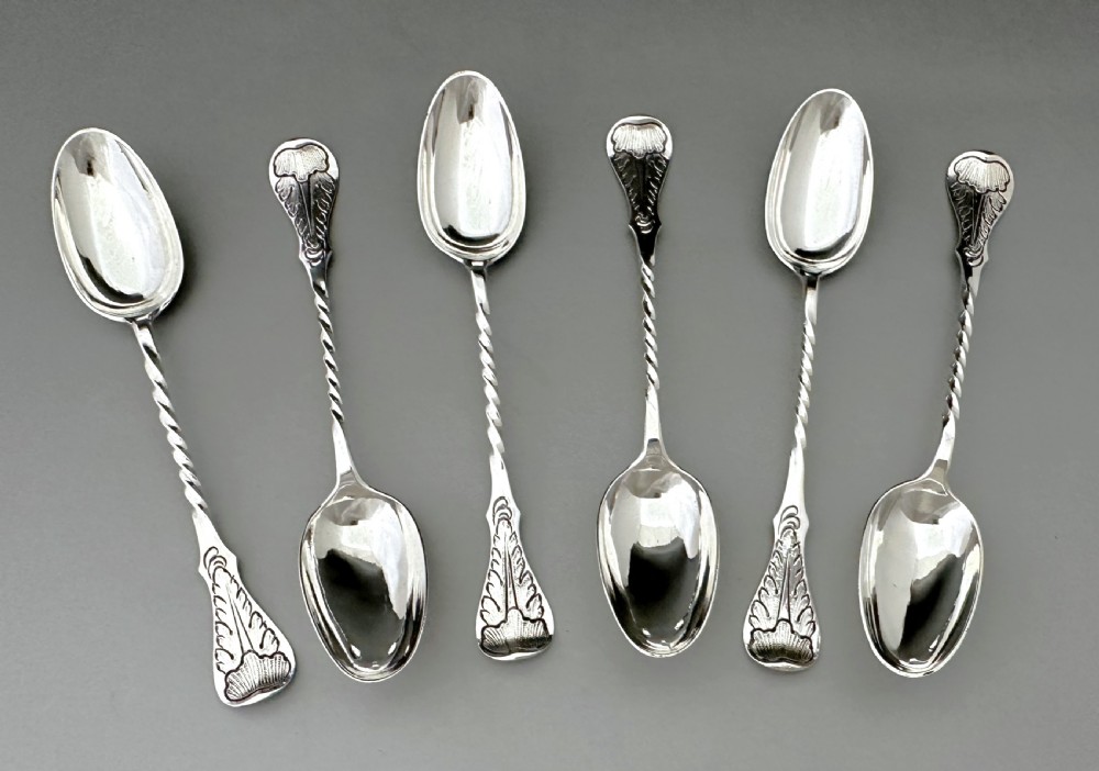 An excellent set of 6 Scottish Provincial silver teaspoons View II