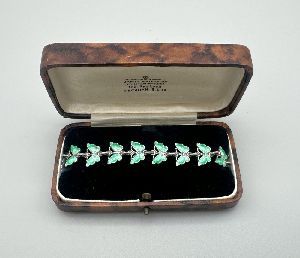 A Gorgeous Danish silver & enamel butterfly bracelet