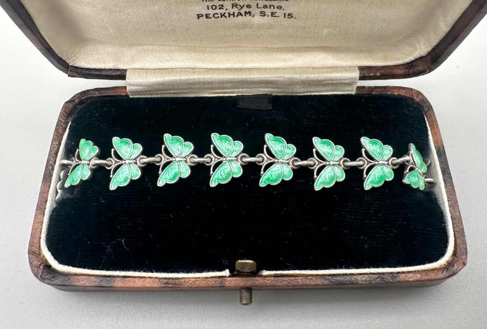 A Gorgeous Danish silver & enamel butterfly bracelet View II