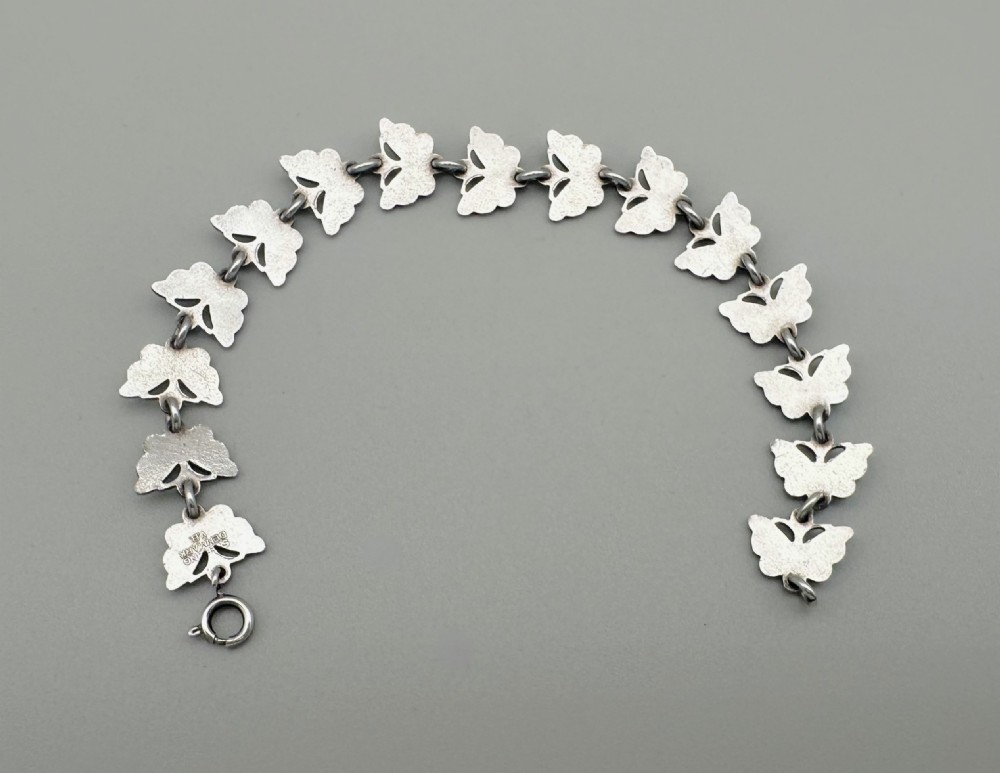 A Gorgeous Danish silver & enamel butterfly bracelet View V