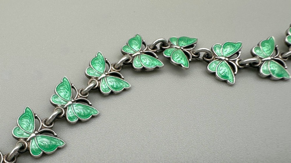 A Gorgeous Danish silver & enamel butterfly bracelet View VII