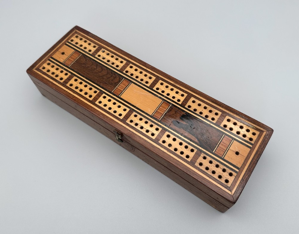 A delightful Victorian Mahogany Cribbage board box View II