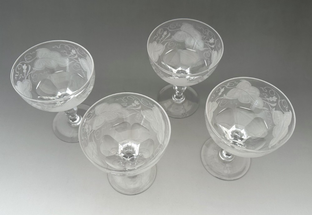A Gorgeous Set Of 4 Victorian cut & engraved Champagne glasses View IV
