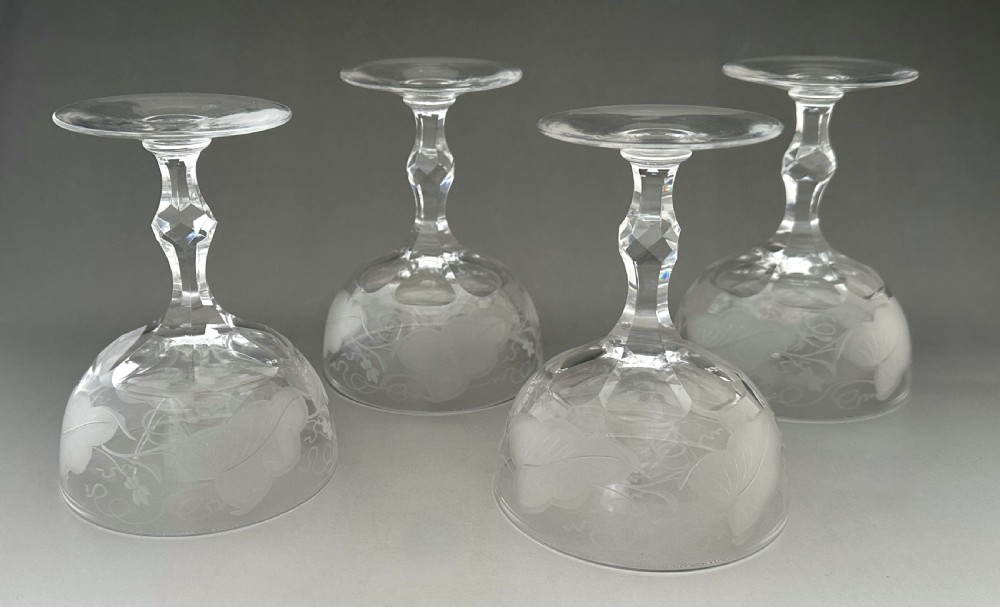 A Gorgeous Set Of 4 Victorian cut & engraved Champagne glasses View V