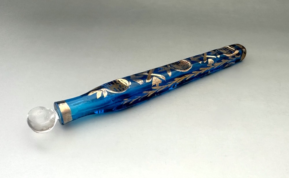 A rare petrol blue Georgian Oxford Lavender Scent bottle View II