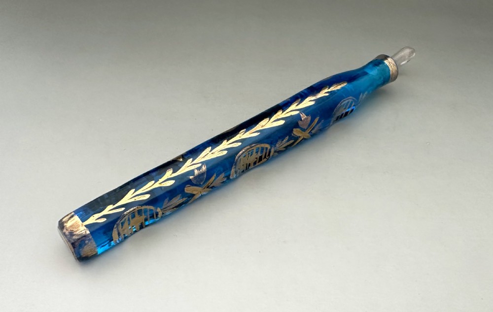 A rare petrol blue Georgian Oxford Lavender Scent bottle View IV