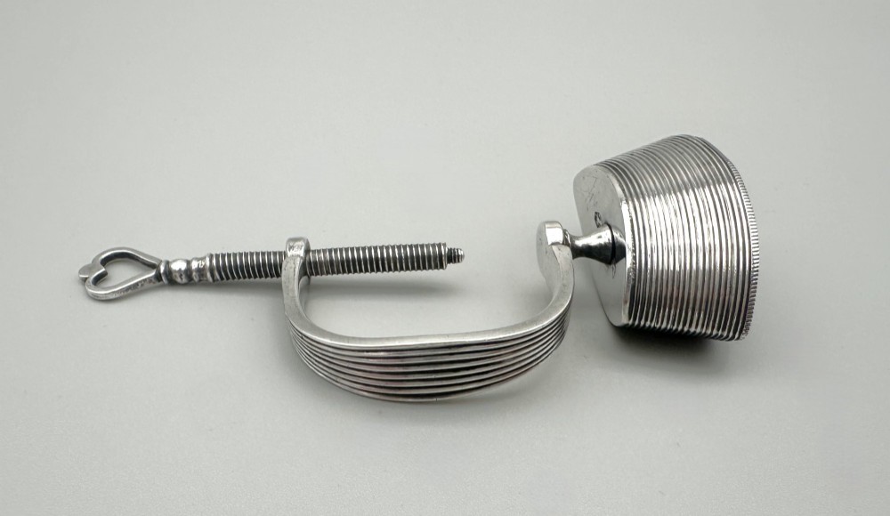 A rare 19th Century Dutch silver sewing clamp with pin cushion View III