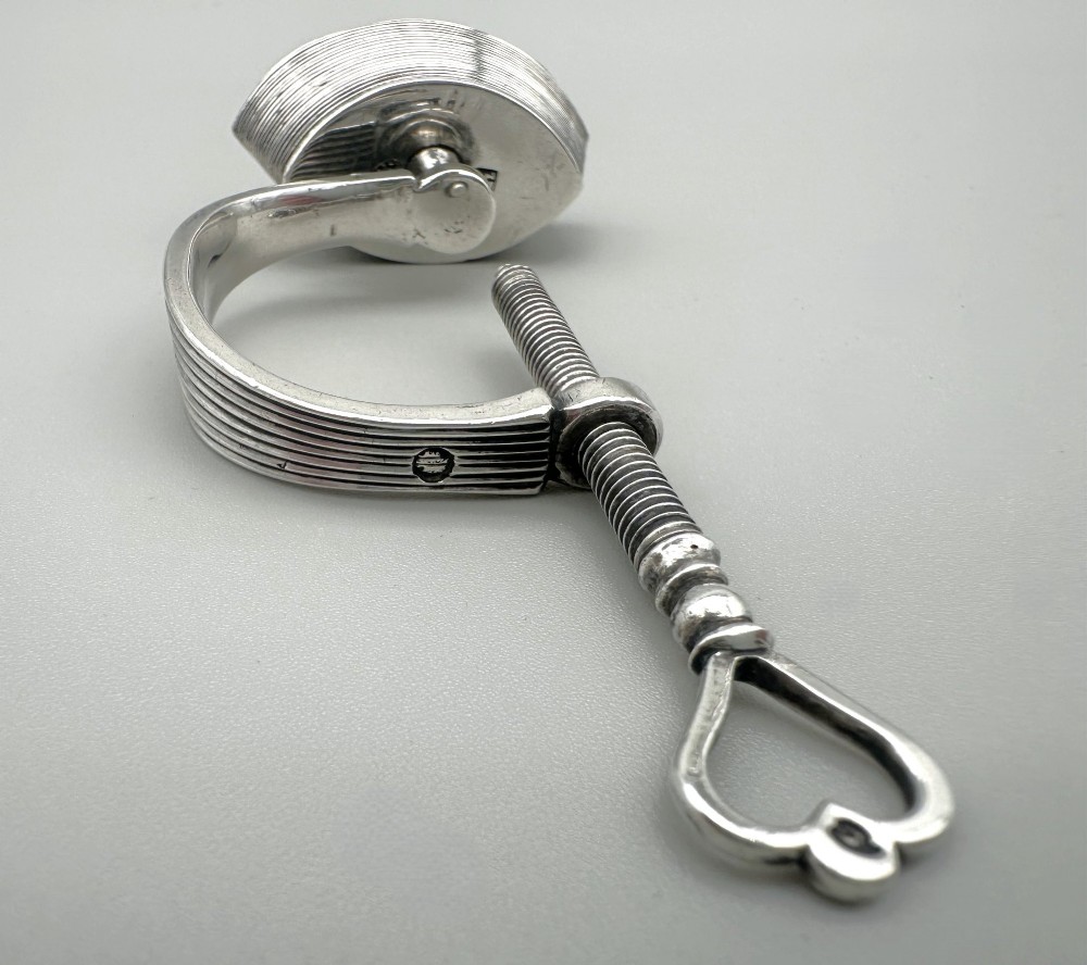 A rare 19th Century Dutch silver sewing clamp with pin cushion View VI