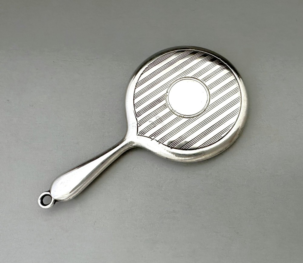 A Stylish Silver Chatelaine Or Handbag Mirror
