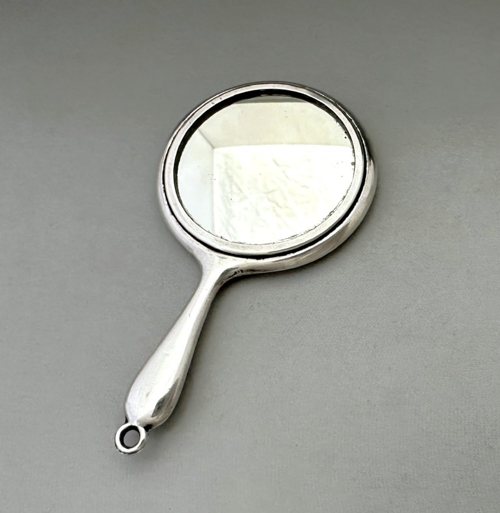 A Stylish Silver Chatelaine Or Handbag Mirror View V